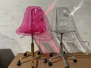 lot 214 image: LOT OF 2 Urban Shop Acrylic Rolling Office Chairs