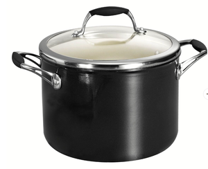 lot 124 image: Tramontina Gourmet 6 Qt Ceramic Covered Stock Pot - Black