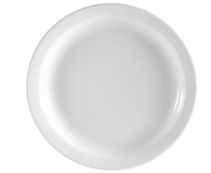 lot 126 image: CAC China NCN-9 Clinton Narrow Rim 9-12-Inch Super White Porcelain Plate, Box of 24