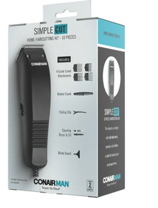 lot 131 image: LOT OF 3 ConairMAN Professional Mens Haircut Kit, 10 Piece Kit with Basic Clipper, Guide Combs, & Accessories, HC93W