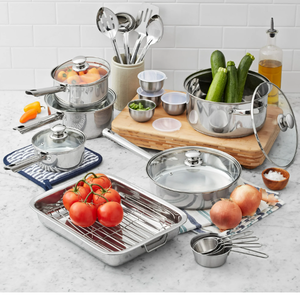 lot 305 image: Mainstays Stainless Steel 24-Piece Kitchen Set