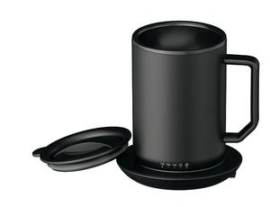 lot 325 image: ionMug & Charging Coaster, 12oz. Stainless Steel Self Heating Coffee Mug with Lid, 3.5 x 3.5 x 5