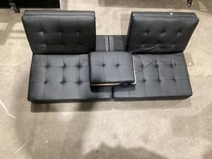 lot 518 image: Mainstays Memory Foam Futon with Cupholder and USB, Black Faux Leather