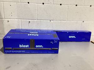 lot 408 image: Onn. 5.1 Ultra-Slim Surround Soundbar System with Dolby Atmos, Wireless Subwoofer and Wireless Satellite Speakers, 36