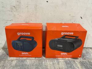 lot 173 image: LOT OF 2 Groove Onn. Portable CD Boombox