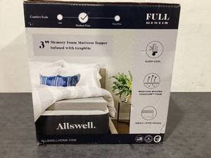 lot 560 image: Allswell 3 Covered Memory Foam Mattress Topper, Full