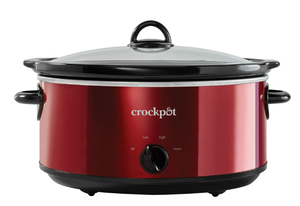 lot 245 image: Crockpot 7-Quart Manual Slow Cooker, Red Stainless Steel