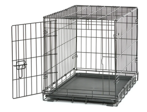 lot 349 image: Vibrant Life Single Door Folding Metal Wire Dog Crate with Divider and Tray, Black, 30
