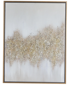 lot 350 image: CosmoLiving by Cosmopolitan Canvas Geode Glitter Flakes Framed Wall Art with Gold Frame, 30 x 2 x 40, Gold