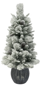 lot 354 image: 3.5 ft Pre-Lit Flocked Dakota Artificial Christmas Tree with 35 LED Lights, by Holiday Time