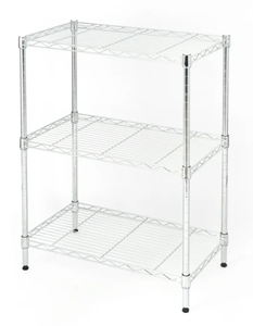 lot 358 image: LOT OF 3 Hyper Tough Steel 3-Tier Storage Shelf Unit, Chrome