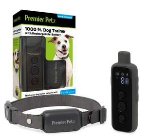 lot 365 image: Premier Pet 1000 Ft Dog Trainer with Rechargeable Battery - Corrects Unwanted Behaviors