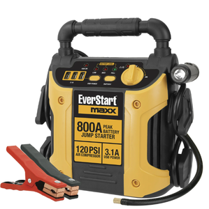 lot 439 image: 800 Peak Amp Jump Starter w 120 PSI Compressor, pivoting LED light, 3X USB ports