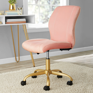 lot 440 image: Mainstays Plush Velvet Office Chair, Blush