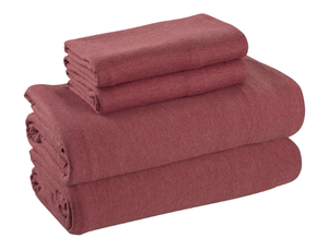 lot 443 image: LOT OF 2 Mainstays Extra Soft Adult Jersey Bed Sheet Set, Queen, Red Sedona, 4 Pieces