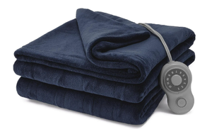 lot 550 image: Sunbeam Full Blanket Poseidon Microplush, 12 Heat Settings, 12-Hour Auto Shut-Off, Electric Heated Blanket with Controller, 84 x 72