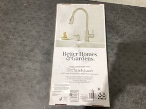 lot 571 image: Better Homes & Gardens Elmont Pull Down Kitchen Faucet with Soap Dispenser