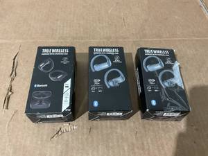 lot 645 image: LOT OF 3 Wireless Earbuds Bluetooth 5.3, Built-in Microphone in Ear with Earhooks Charging Case for Running