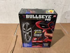 lot 656 image: Bullseye Pro Tire Inflator 150 PSI Electric Air Compressor Portable Air Pump For Car Bike