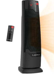 lot 273 image: Lasko 22 1500W Oscillating Ceramic Tower Space Heater with Remote, Black, CT22835
