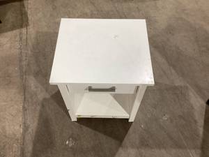 lot 677 image: Mainstays Hillside Nightstand with Drawer, White Finish
