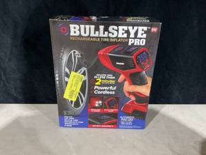 lot 722 image: Bullseye Pro Tire Inflator 150 PSI Electric Air Compressor Portable Air Pump For Car Bike