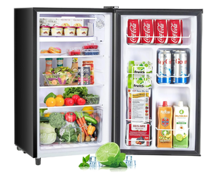 lot 58 image: Mini Fridge for Bedroom 3.2 Cu.Ft Small Refrigerator with Freezer for Dorm Office, Compact Single Door Adjustable Thermostat Low Noise,Black