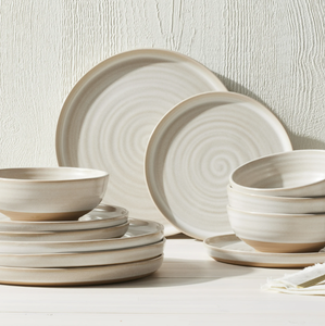 lot 291 image: 12PCS Better Homes & Gardens-Collins Cream Stoneware Dinnerware Set