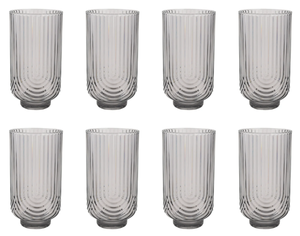 lot 298 image: 16PCS Better Homes & Garden Tritan 21-Ounce Ribbed Arch Tumbler Set, Smoke