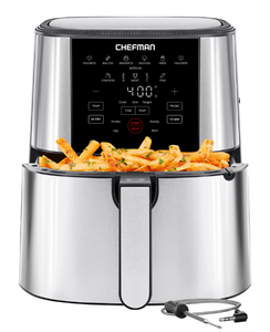 lot 588 image: Chefman ExacTemp 5 Qt. Digital Air Fryer with Temperature Probe - Stainless Steel