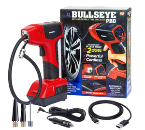 lot 652 image: Bullseye Pro Tire Inflator 150 PSI Electric Air Compressor Portable Air Pump For Car Bike