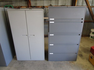 lot 41 image: (1) 36x18x63 2 Door ShopGarage Cabinet (1) Lateral File Cabinet 36x18x65