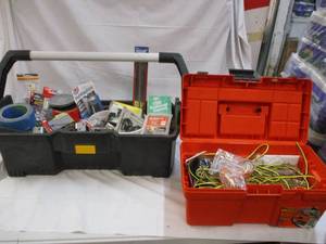 Tote and toolbox full of wiring, sc...