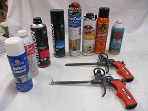 Lot of cleaners, foam insulation, d...