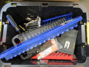 Tote of shop tools and tool organiz...