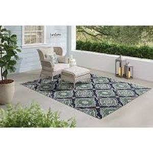 lot 2 image: Hampton Bay Oak Hill Blue 8 ft. x 10 ft. Medallion IndoorOutdoor Area Rug  Customer Returns See Pictures