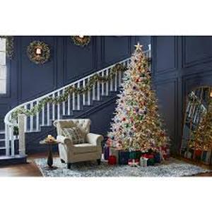 lot 4 image: Home Decorators Collection 9 ft. Pre-Lit LED Kenwood Fraser Fir Flocked Artificial Christmas Tree T25  Customer Returns See Pictures