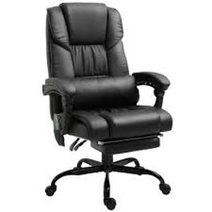 lot 20 image: Vinsetto 27.25 x 24 x 47.25 Black PU Leather Reclining Height Adjustable 6-Point Massage Executive Chair with Arms  Customer Returns See Pictures