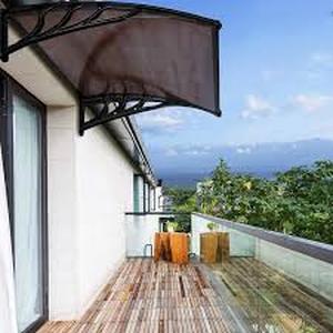 lot 30 image: VIVOHOME 3.3 ft. Polycarbonate Window Fixed Awning (40 in. x 40 in.) in Brown and Black Bracket  Customer Returns See Pictures