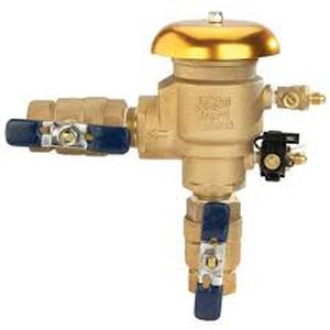 lot 42 image: Febco 1 in. Bronze Pressure Vacuum Breaker Backflow Preventer with Quarter Turn Shutoff and Tee Handles, Freeze Sensor Customer Returns See Pictures