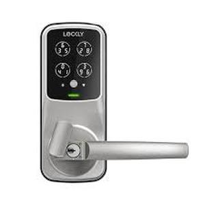 lot 50 image: Lockly Model-S Satin Nickel Latch Smart Lock with Hack-proof Touchscreen Keypad, Temporary Access, Free App, AlexaHey Google   Customer Returns See Pictures
