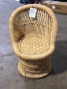 lot 3 image: Off-White Bamboo and Woven Rope Tropical Childrens Chair by Storied Home Customer Returns See Pictures