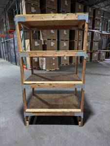 lot 7 image: Large 4 Tier Storage Shelf - 2x4Plywood with metal brackets - 85H x 48 W x 34 D