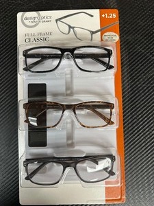 lot 124 image: New Design Optics by Foster Grant 3 Pack of Full Frame Classic Reading Glasses 1.25