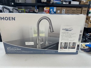 lot 127 image: New Moen Moen Cadia Touchless Pulldown MotionSense Wave Kitchen Faucet With Soap Dispenser - Stainless Steel