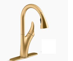 lot 28 image: Gold Kohler Pull-down Kitchen Sink Faucet  New No Box  Model K-REC26448-SD-2MB