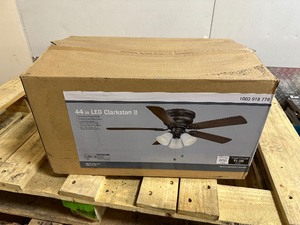 lot 130 image: Clarkston II 44 in. LED Indoor Oil Rubbed Bronze Ceiling Fan with Light Kit