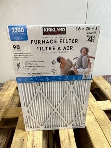 lot 238 image: New 4 Pack of Kirkland 16 x 25 x 1 2200 Premium Filtration Furnace  Air Filters
