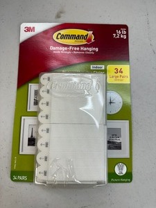 lot 175 image: New 34 Pack of 3M Command Pro Damage Free Hanging Velco Strips - Open Box