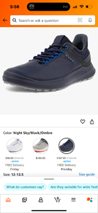 lot 128 image: New Ecco M Golf Core Golfing Shoes - Black Mens Size 13 - 13.5